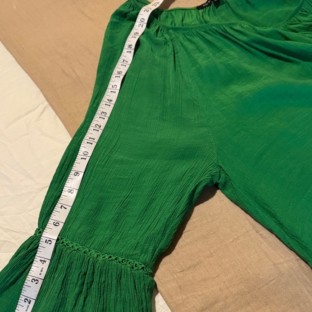 Kelly Green Women's Top with Sleeve & Hem Ruffle - 1X / XL - So Vibrant! - Picture 9 of 11
